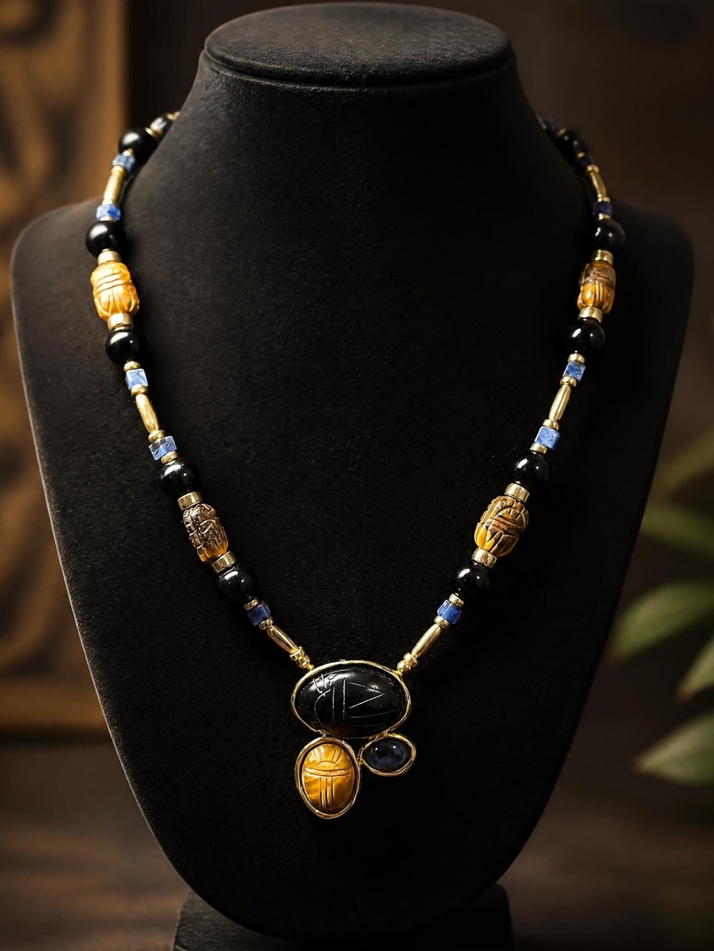 Vintage SUTTON HOO 1999 Egyptian Revival Scarab Necklace 1827